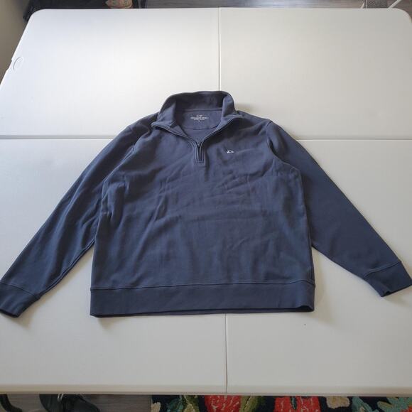 Vineyard Vines Sweater Mens Large Blue Quarter Zip Pullover Whale Logo Casual - Picture 1 of 6